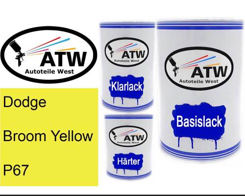 Dodge, Broom Yellow, P67: 500ml Lackdose + 500ml Klarlack + 250ml Härter - Set, von ATW Autoteile West.